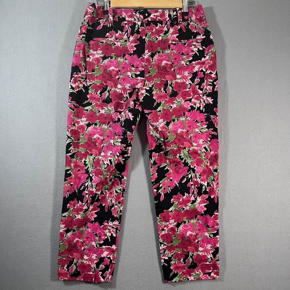 Talbots Ankle Pants Womens‎ Heritage Size 6 Curvy Black Floral Denim Pink Black - Picture 6 of 12